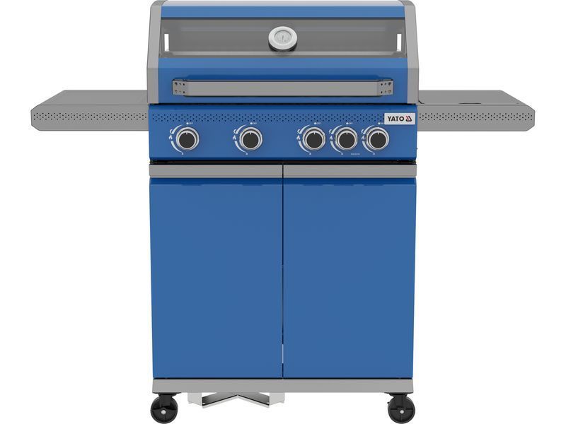 Grill gazowy itami 4+1, 14,5kw, z szybą, niebieski