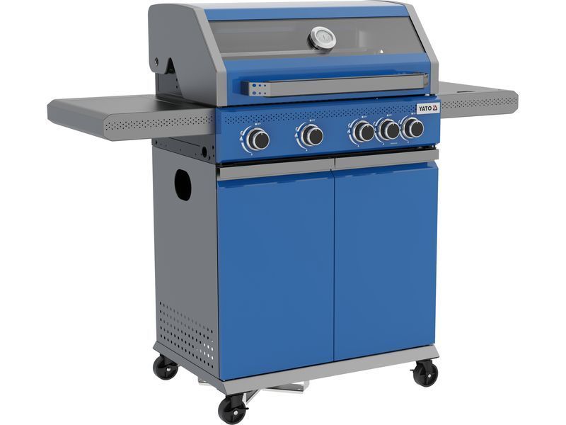 Grill gazowy itami 4+1, 14,5kw, z szybą, niebieski