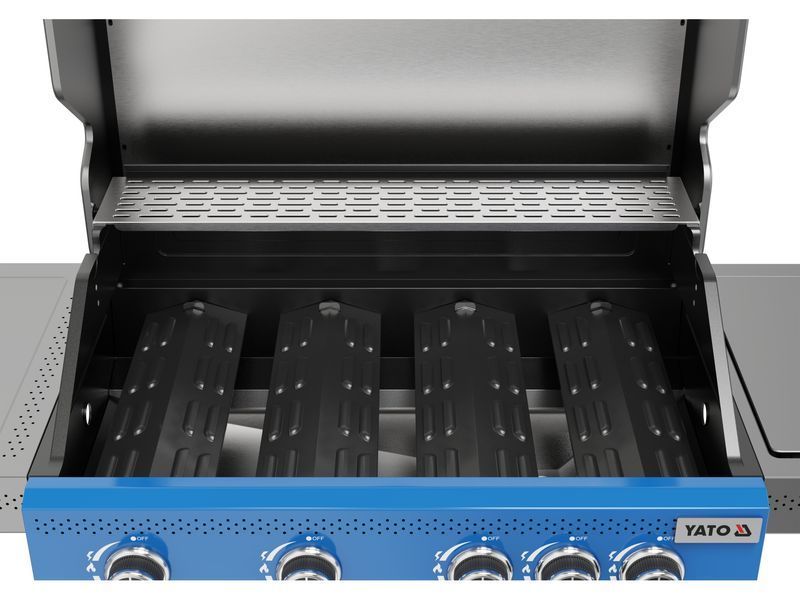 Grill gazowy itami 4+1, 14,5kw, z szybą, niebieski