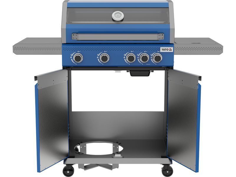 Grill gazowy itami 4+1, 14,5kw, z szybą, niebieski