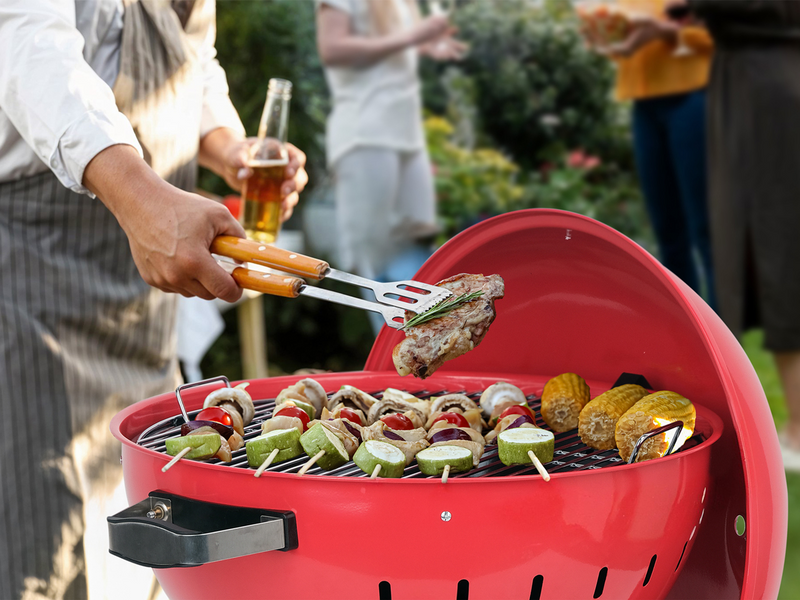 Grill węglowy okrągły 54cm czerwony