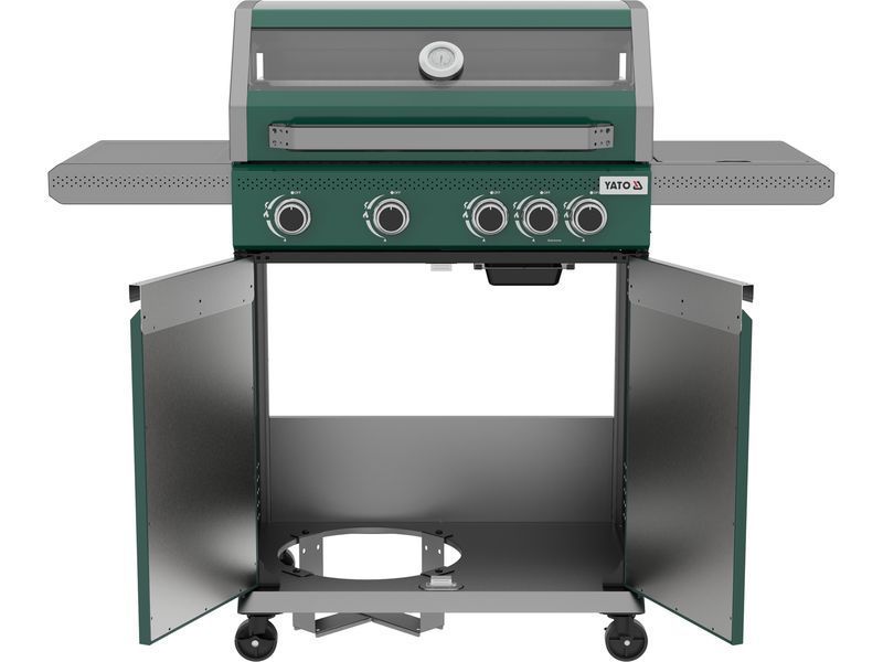 Grill gazowy itami 4+1, 14,5kw, z szybą, zielony