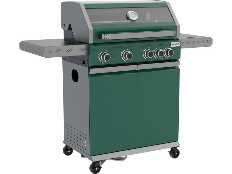 Grill gazowy itami 4+1, 14,5kw, z szybą, zielony