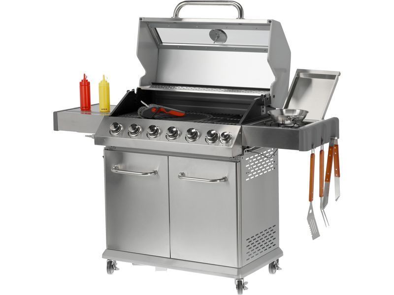 Grill gazowy itami 6+1 stal nierdzewna 20,5kw, z szybą
