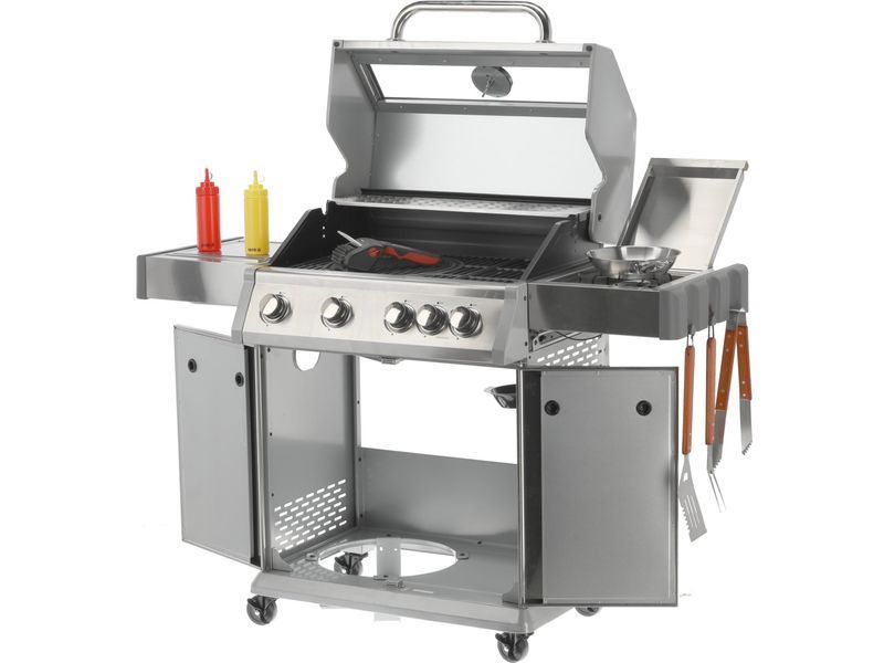 Grill gazowy itami 4+1 stal nierdzewna 14,2kw, z szybą
